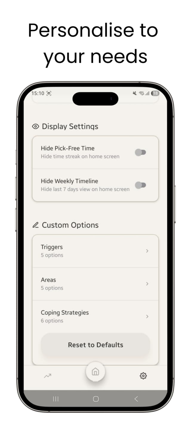 SkinAware Settings Screen