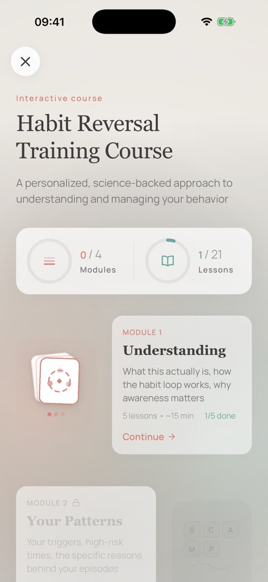 SkinAware screenshot: HRT course