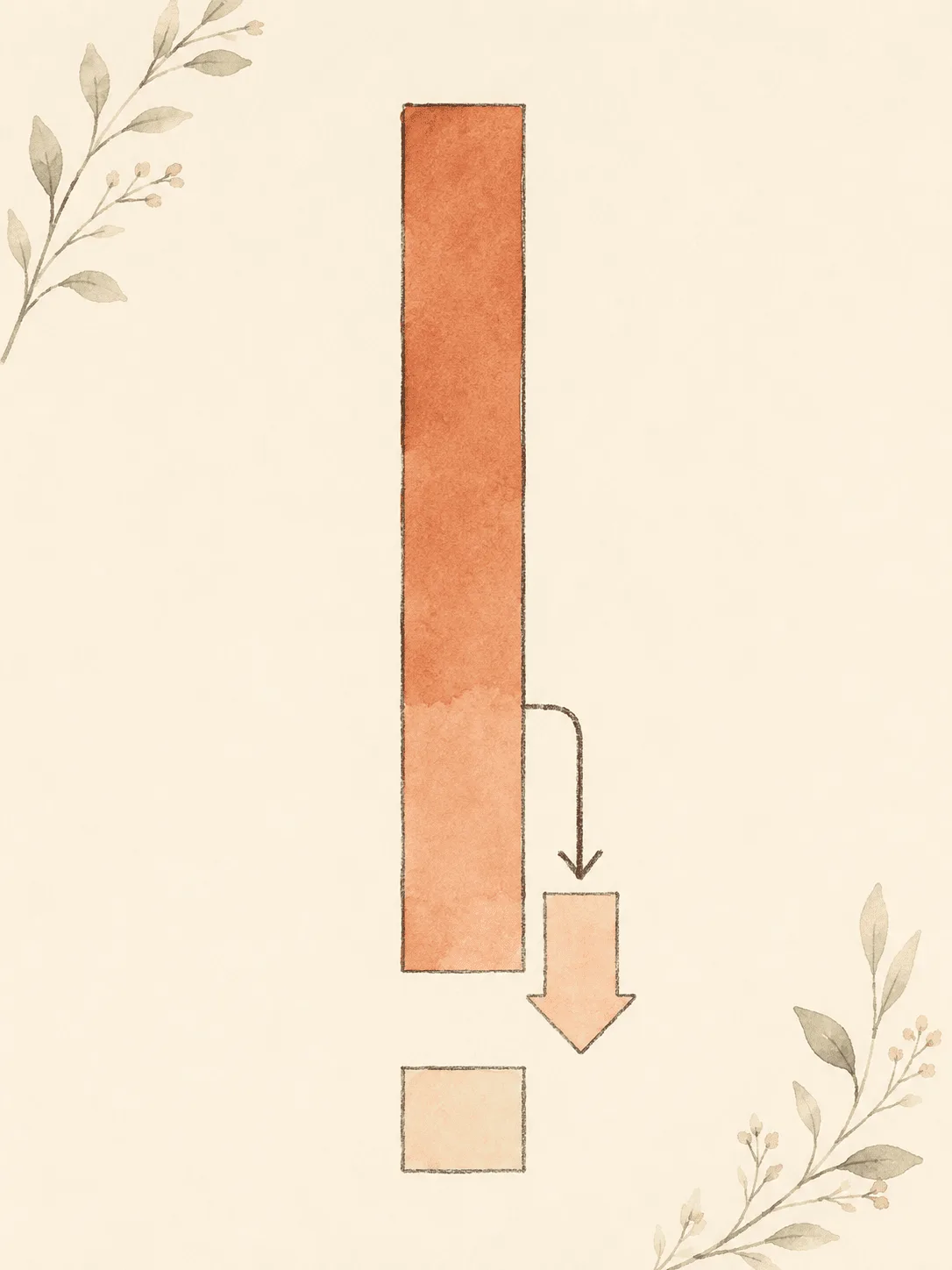 A simple stacked ledger illustration showing a therapy session fee, a partial insurance reimbursement returning below it, and the smaller remaining balance the person pays