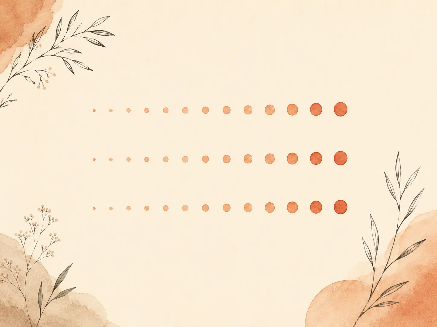 Three rows of cycle days rendered as dots of varying size, with the dots clustering larger in the final days of each row, showing a repeating premenstrual pattern emerging across three cycles.