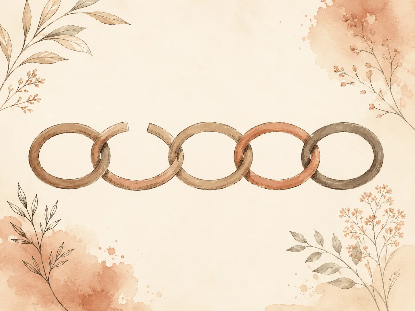 A five-link chain representing the stages of a nail-biting episode, opening at the second link to show where the sequence can be interrupted