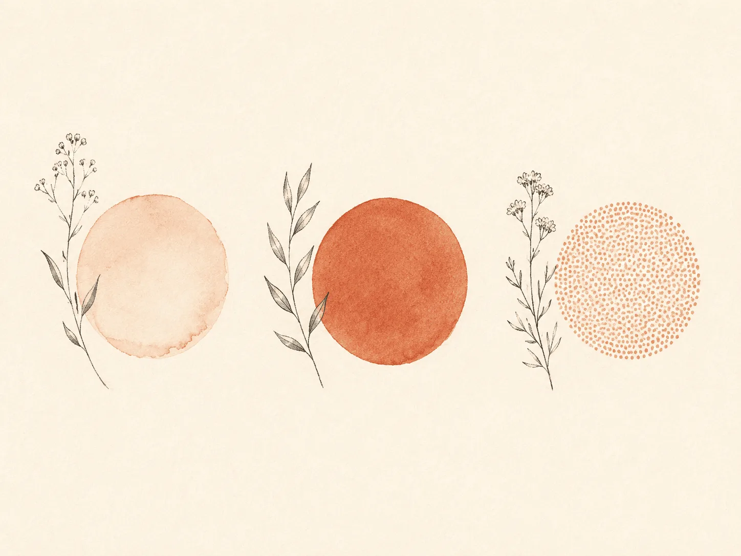 Three hand-drawn patches side by side on warm paper: a thin translucent circle, a thicker opaque circle, and a textured one covered in fine dots, showing the difference between thin hydrocolloid, thick hydrocolloid and microdart patches