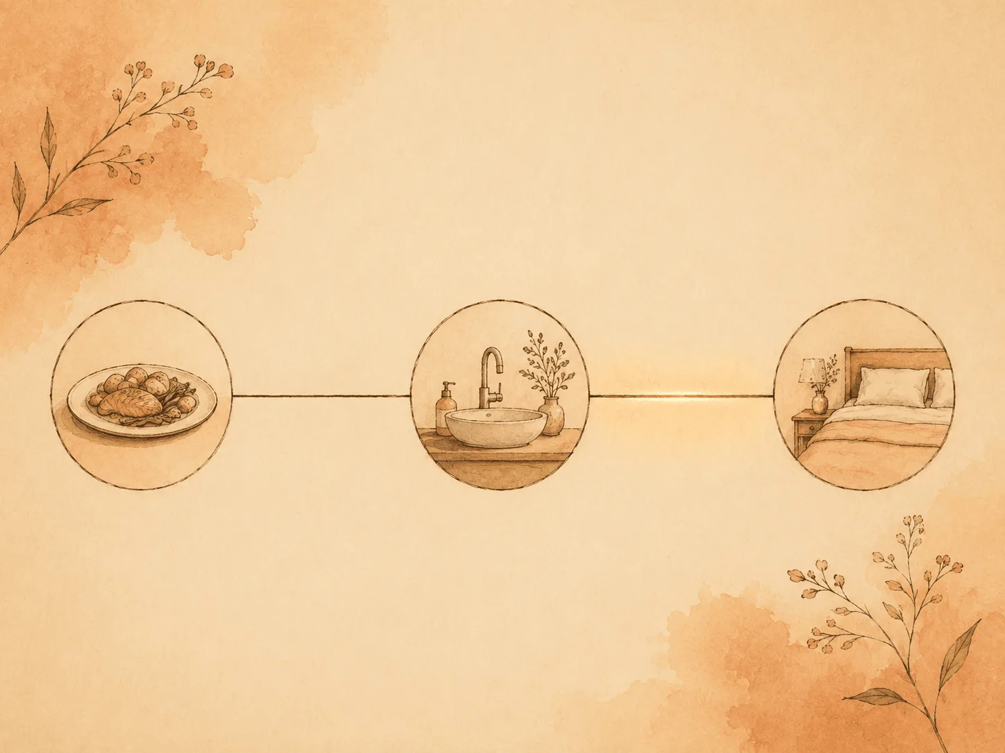 An evening timeline from dinner through the bathroom routine to bed, with the highest-risk picking window highlighted