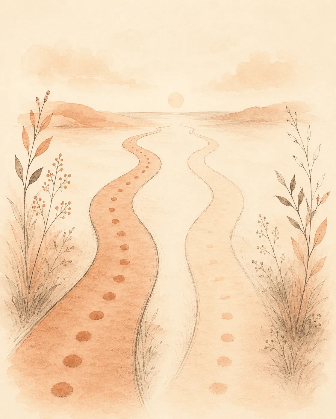 Two paths side by side, one where new marks keep appearing along the route and one where the marks gradually recede, showing why scar treatment depends on the picking settling first.